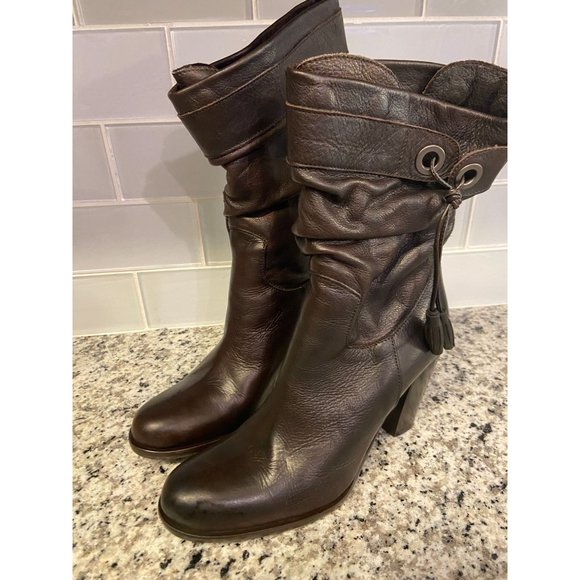 Marella Womens Brown Leather Boots Made in Italy Size 37/7 - Picture 3 of 10
